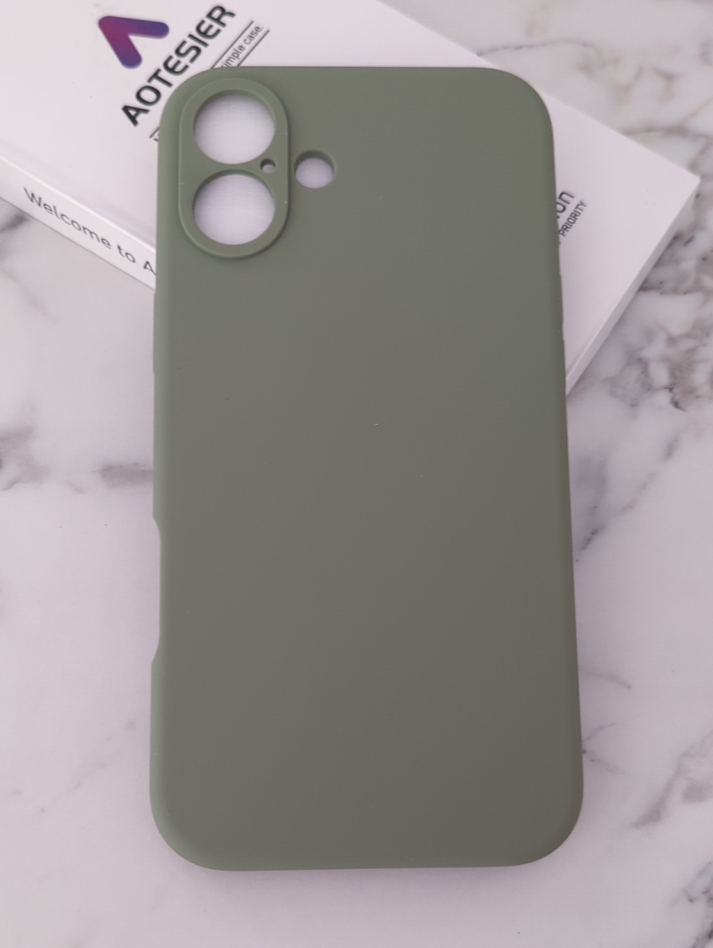 iPhone 16 Plus Khaki Green Case With Screen Protector